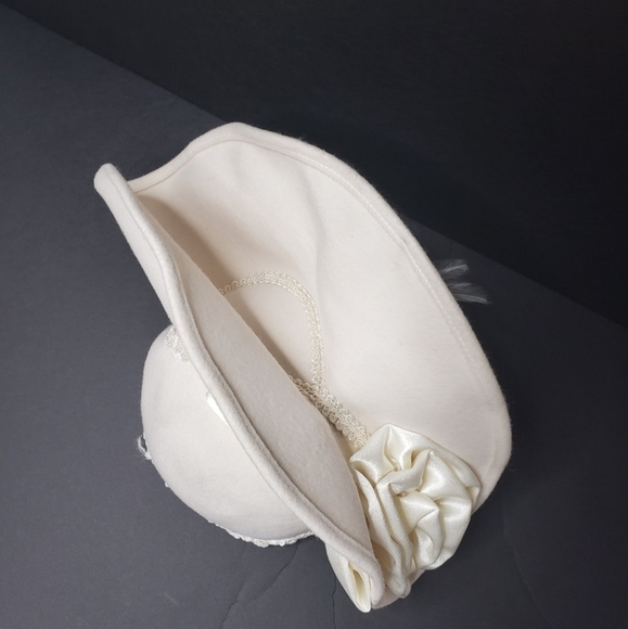 Vintage wool derby cream church hat main image 8